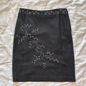 Ann Taylor Holiday Embroidered & Beaded Pencil skirt